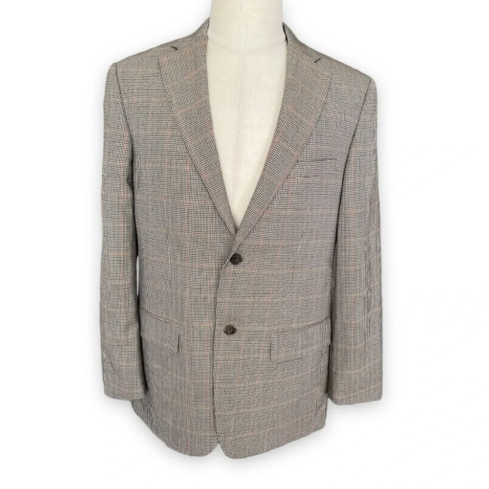 Tasso Elba Blazer Suit‎ Jacket Sport Coat Wool Tan Brown Men's Size 40 R